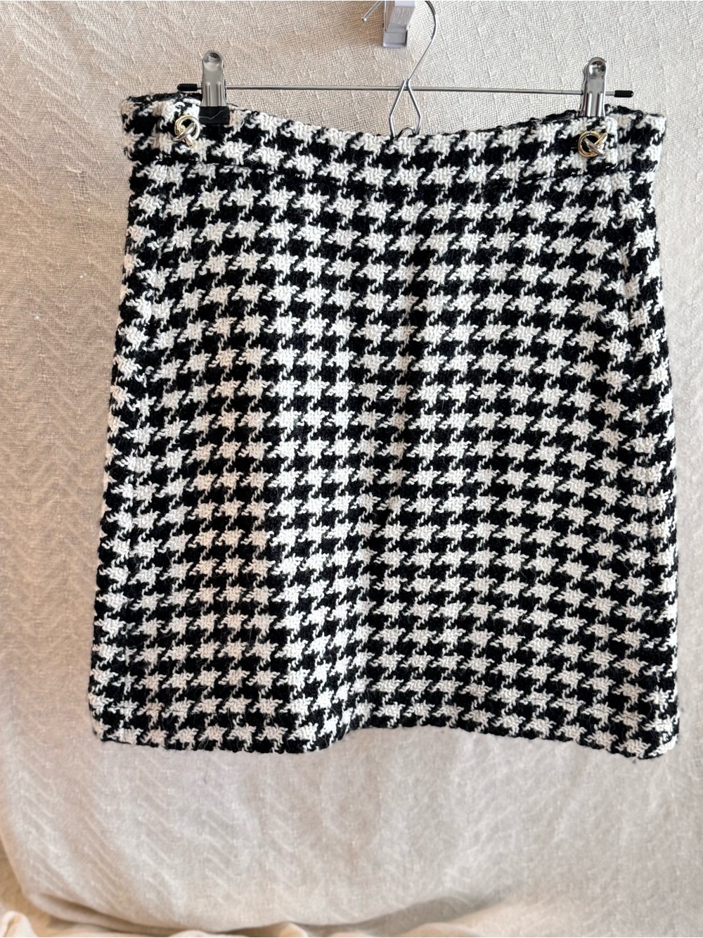 Boss Black & White Houndstooth Mini Skirt